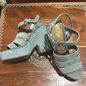 Sam Edelman Gray Wedge Sandals with Textured Heel
